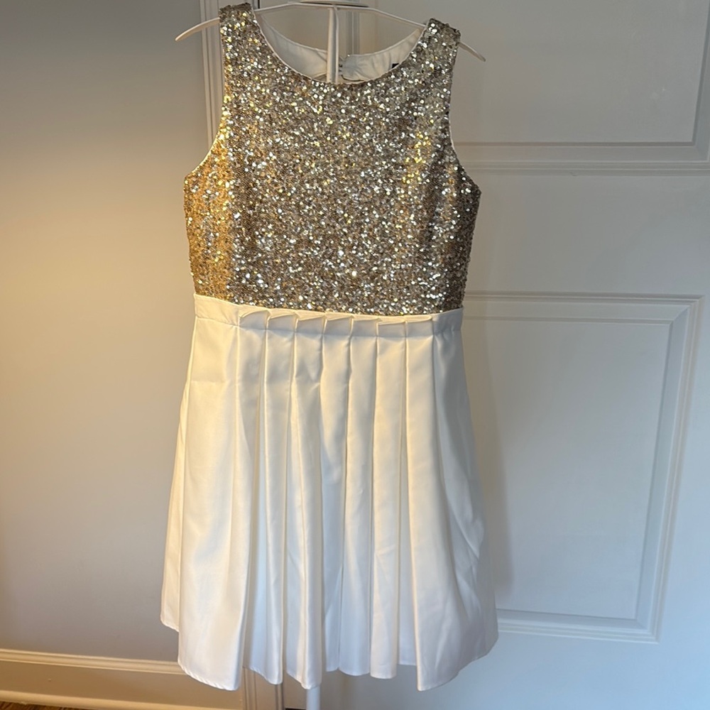 Zunie Gold and Cream Sequin Fit and Flare Dress- Like New / Excellent